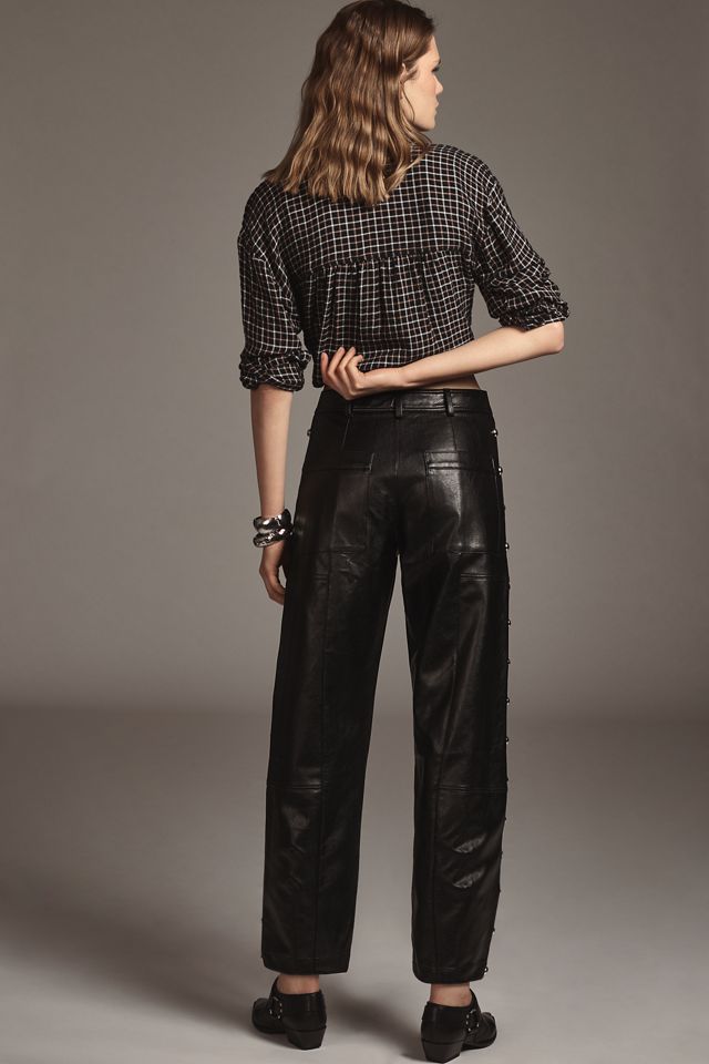 By Anthropologie Faux-Leather Utility Pants #2