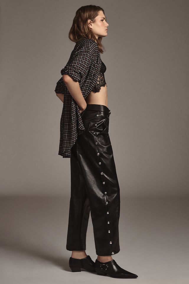 By Anthropologie Faux-Leather Utility Pants #3