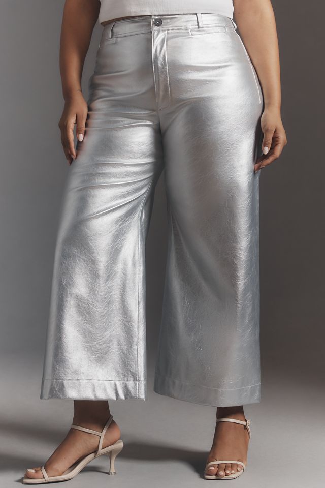 The Ettie High-Rise Crop Wide-Leg Pants by Maeve: Metallic Faux Leather Edition #6