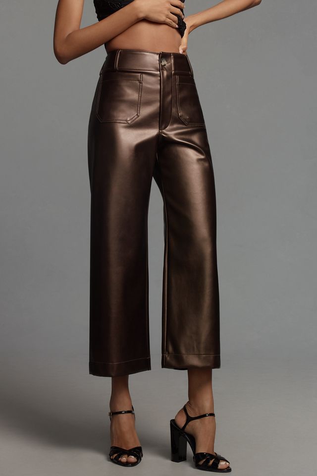 The Colette Cropped Wide-Leg Pants by Maeve: Faux-Leather Edition #1