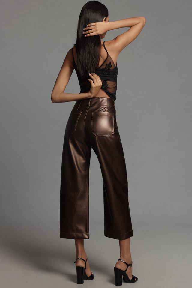 The Colette Cropped Wide-Leg Pants by Maeve: Faux-Leather Edition #2