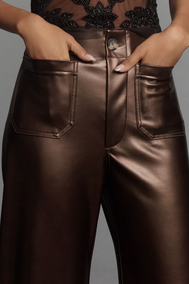 The Colette Cropped Wide-Leg Pants by Maeve: Faux-Leather Edition #3