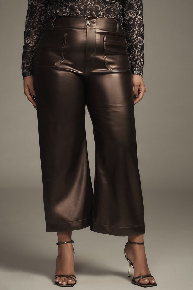 The Colette Cropped Wide-Leg Pants by Maeve: Faux-Leather Edition #5