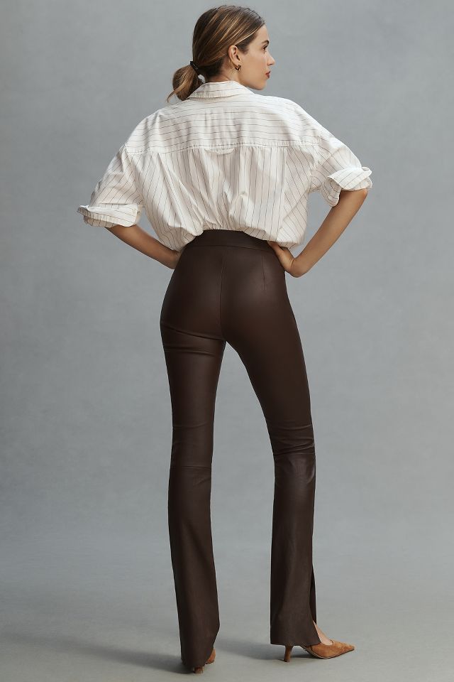 Lamarque Dawn Split-Hem Stretch Leather Pants