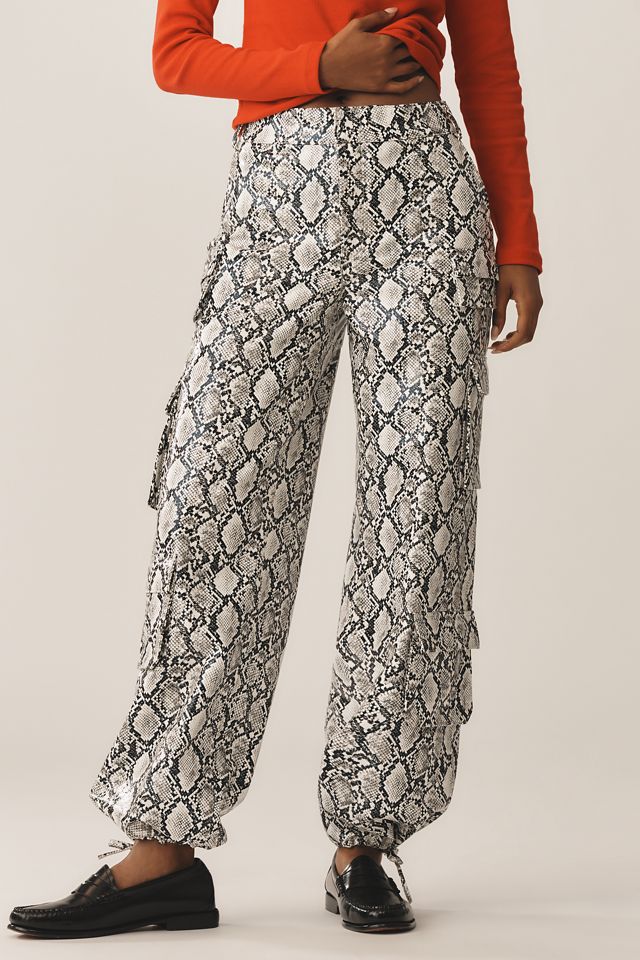 Lamarque Bobbi Faux-Leather Python Print Cargo Pants #1