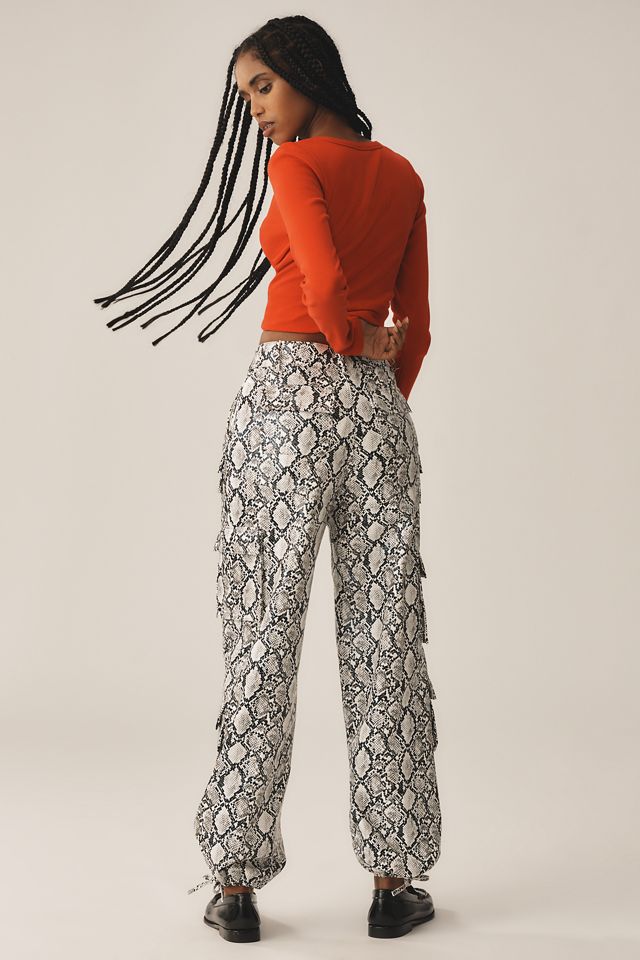 Lamarque Bobbi Faux-Leather Python Print Cargo Pants #2