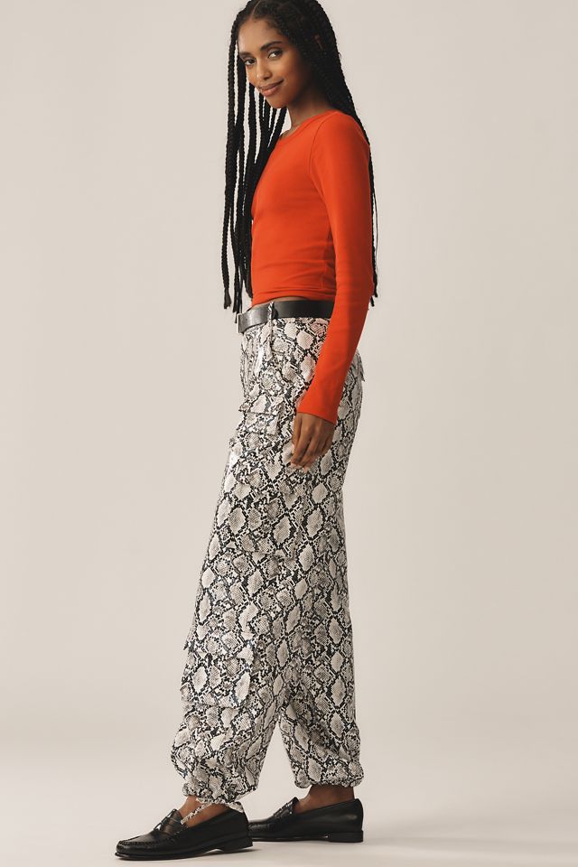 Lamarque Bobbi Faux-Leather Python Print Cargo Pants #3