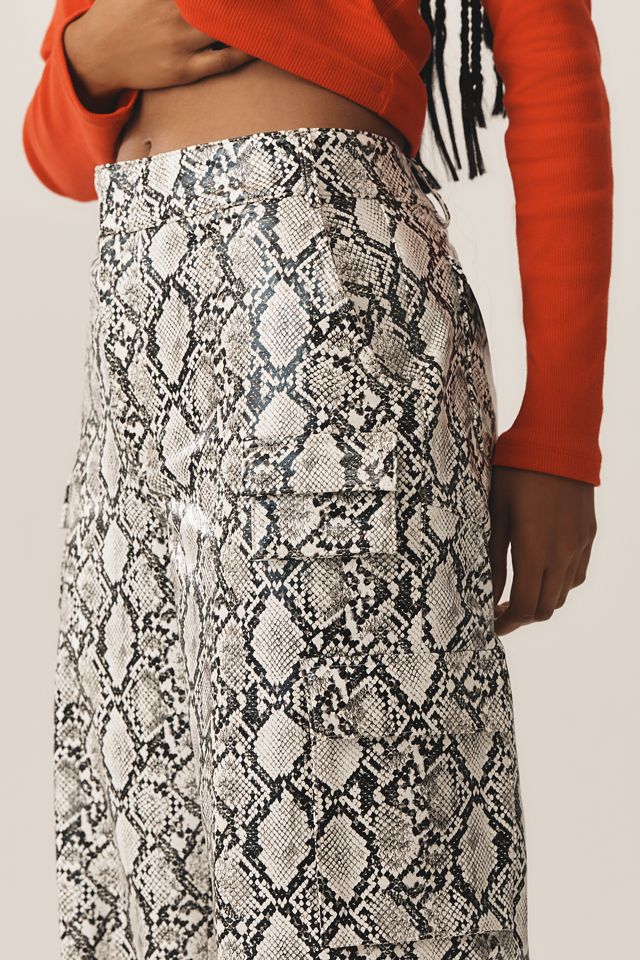 Lamarque Bobbi Faux-Leather Python Print Cargo Pants #4