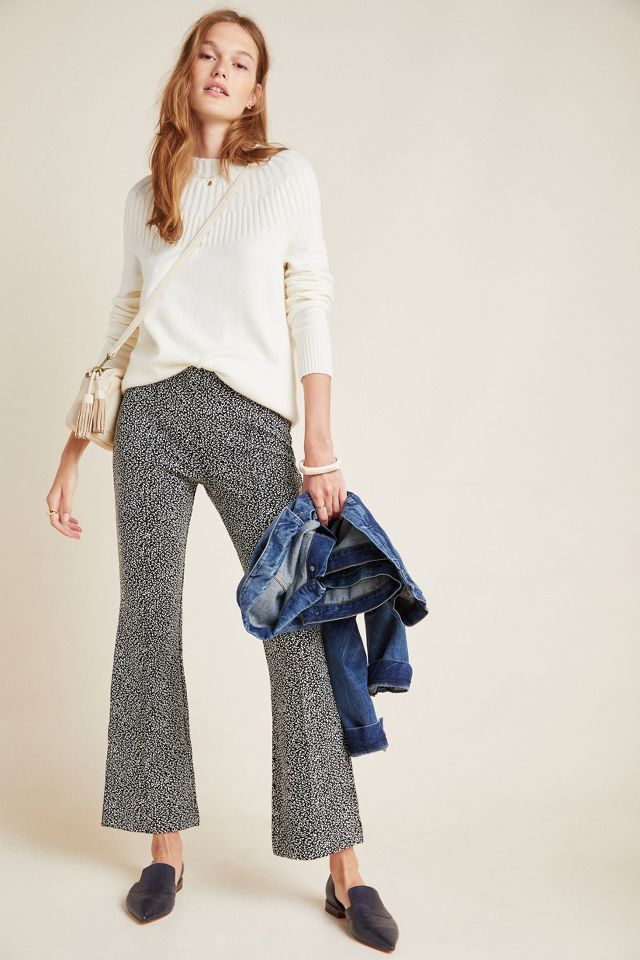 The Essential Leopard Cropped Flare Trousers | Anthropologie