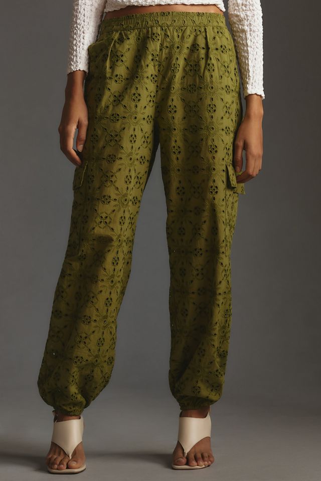By Anthropologie Eyelet Cargo Joggers #1
