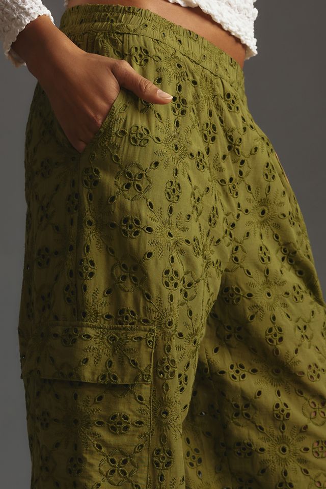 By Anthropologie Eyelet Cargo Joggers #2