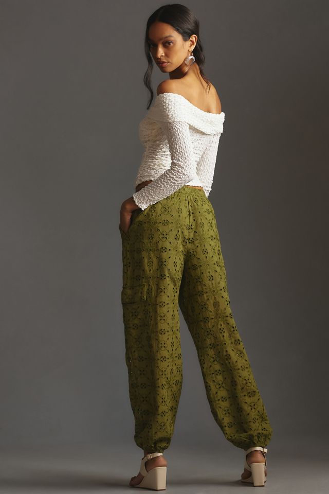 By Anthropologie Eyelet Cargo Joggers #4
