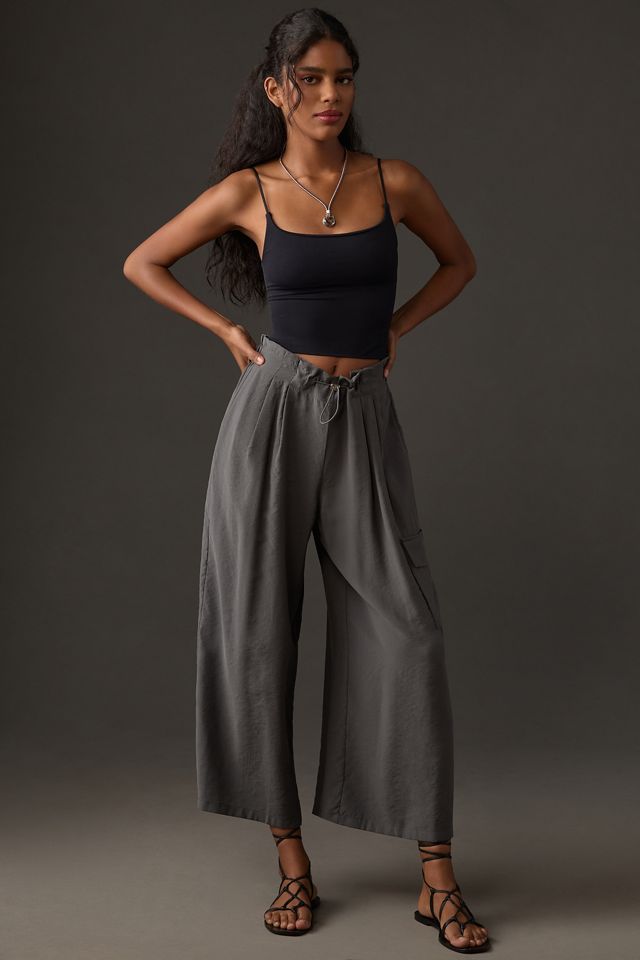 Bungee Waist High Rise Wide Leg Pant