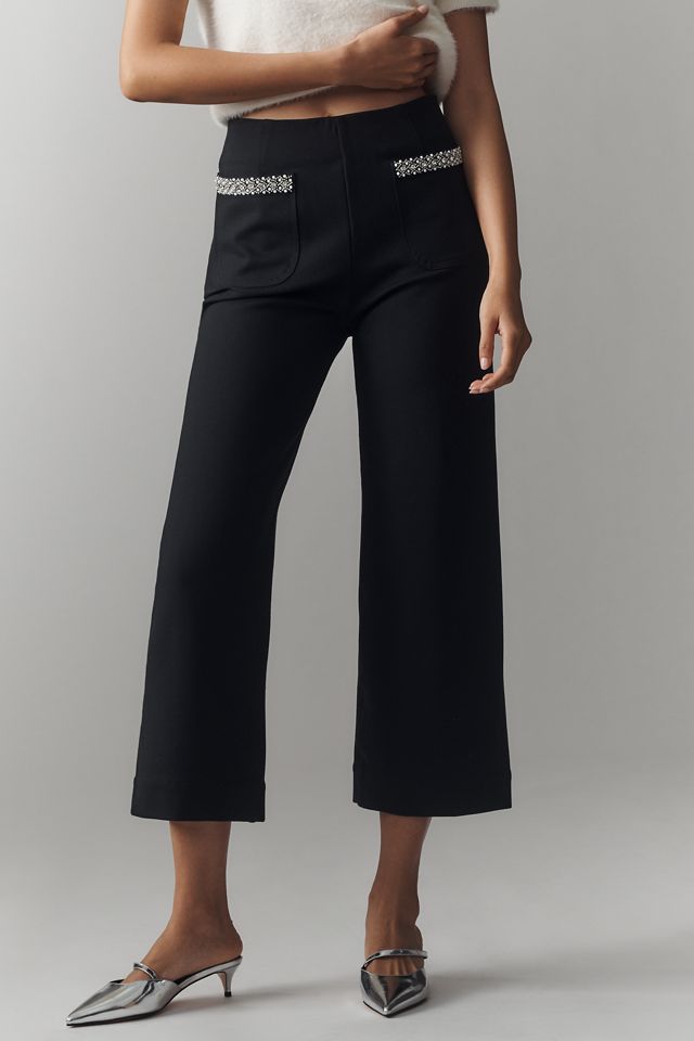 The Colette Cropped Wide-Leg Pants by Maeve: Rhinestone Pocket Edition #1