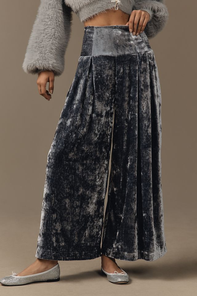By Anthropologie Crushed Velvet Wide-Leg Pull-On Pants #1
