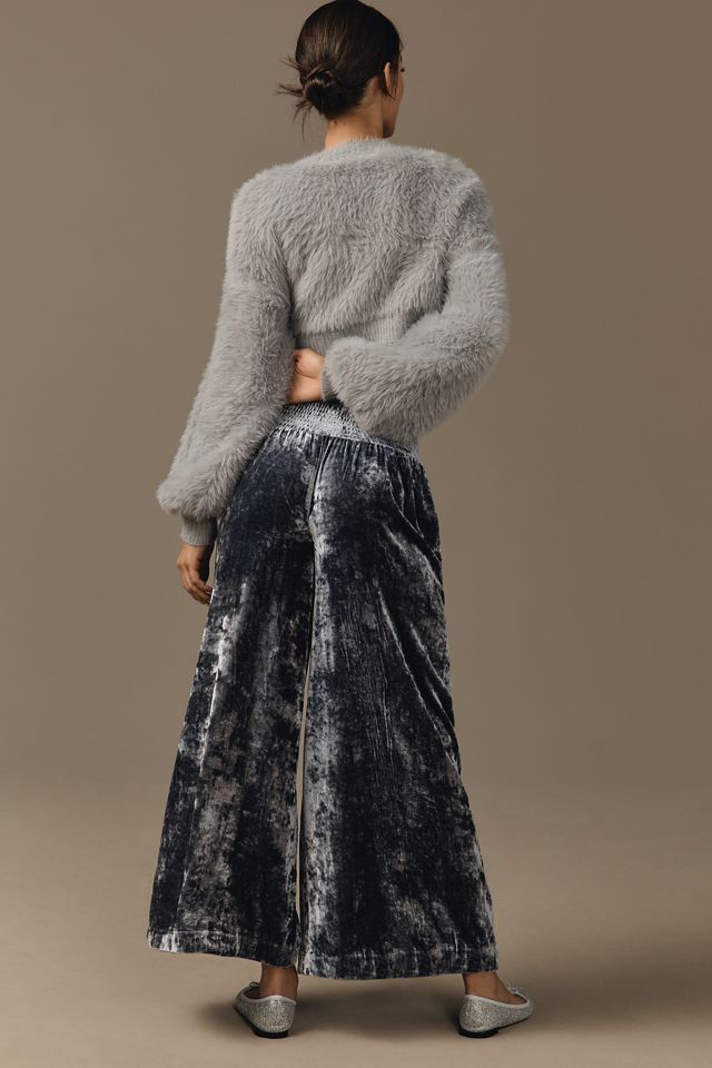 By Anthropologie Crushed Velvet Wide-Leg Pull-On Pants #2