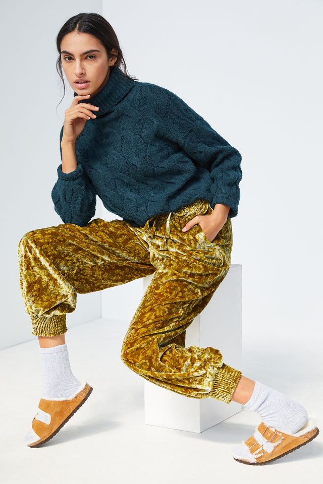 Anthropologie velvet joggers sale