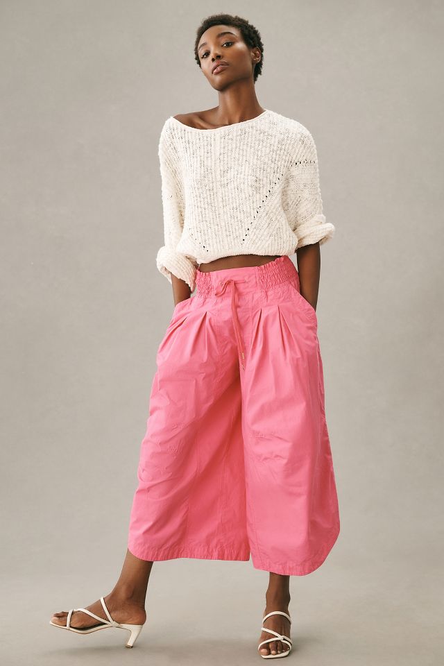 By Anthropologie Ruched Poplin Parachute Pants