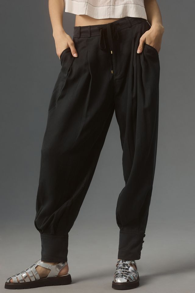 By Anthropologie Silky Cuffed Barrel Pants