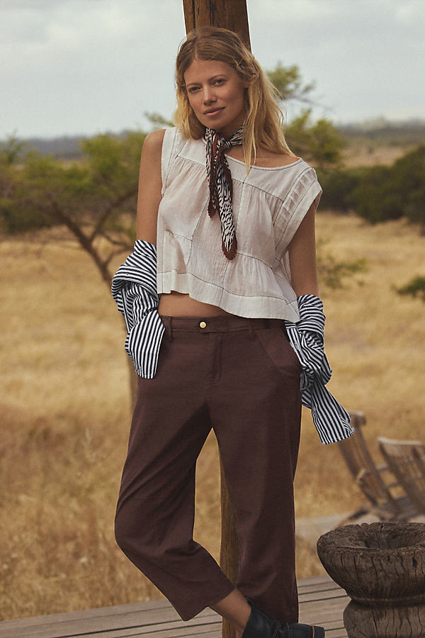 The Berkley Cropped Low-Rise Trousers by Anthropologie