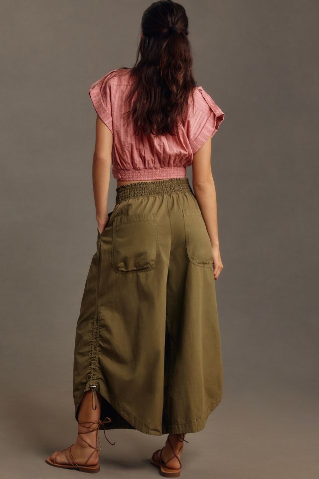 By Anthropologie Ruched Poplin Parachute Pants