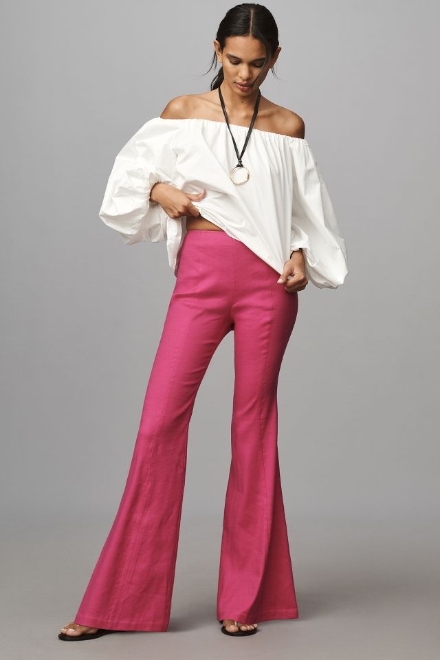 By Anthropologie Linen Flare Pants