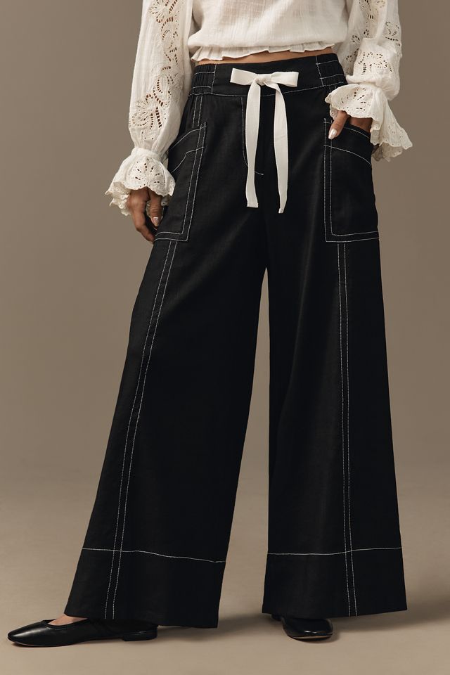 Maeve Linen Blend Pull-On Wide-Leg Pants #1