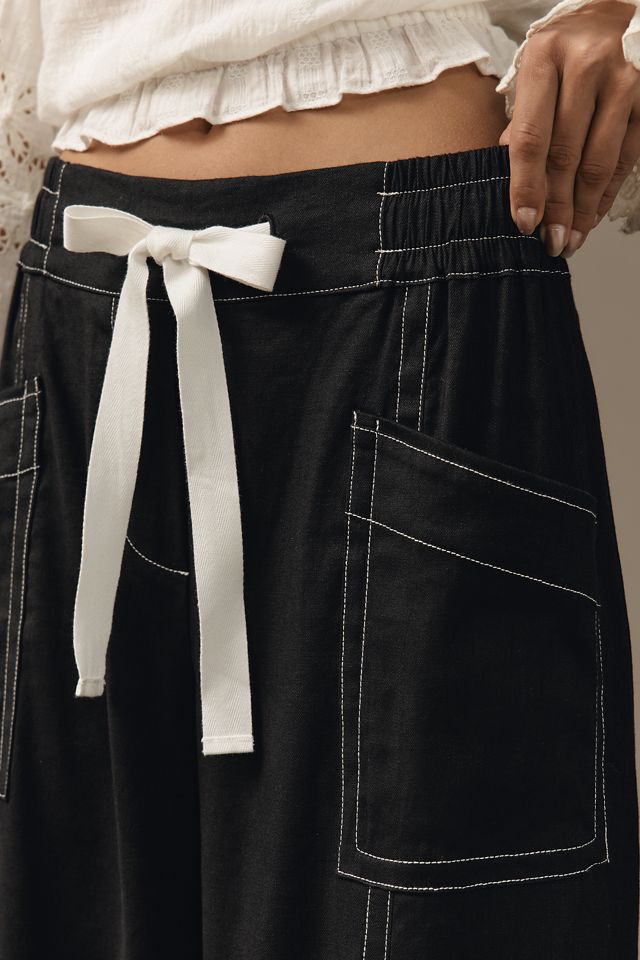 Maeve Linen Blend Pull-On Wide-Leg Pants #3