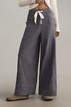 Maeve La Ponche Linen Pull-On Wide-Leg Pants
