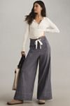 Maeve La Ponche Linen Pull-On Wide-Leg Pants