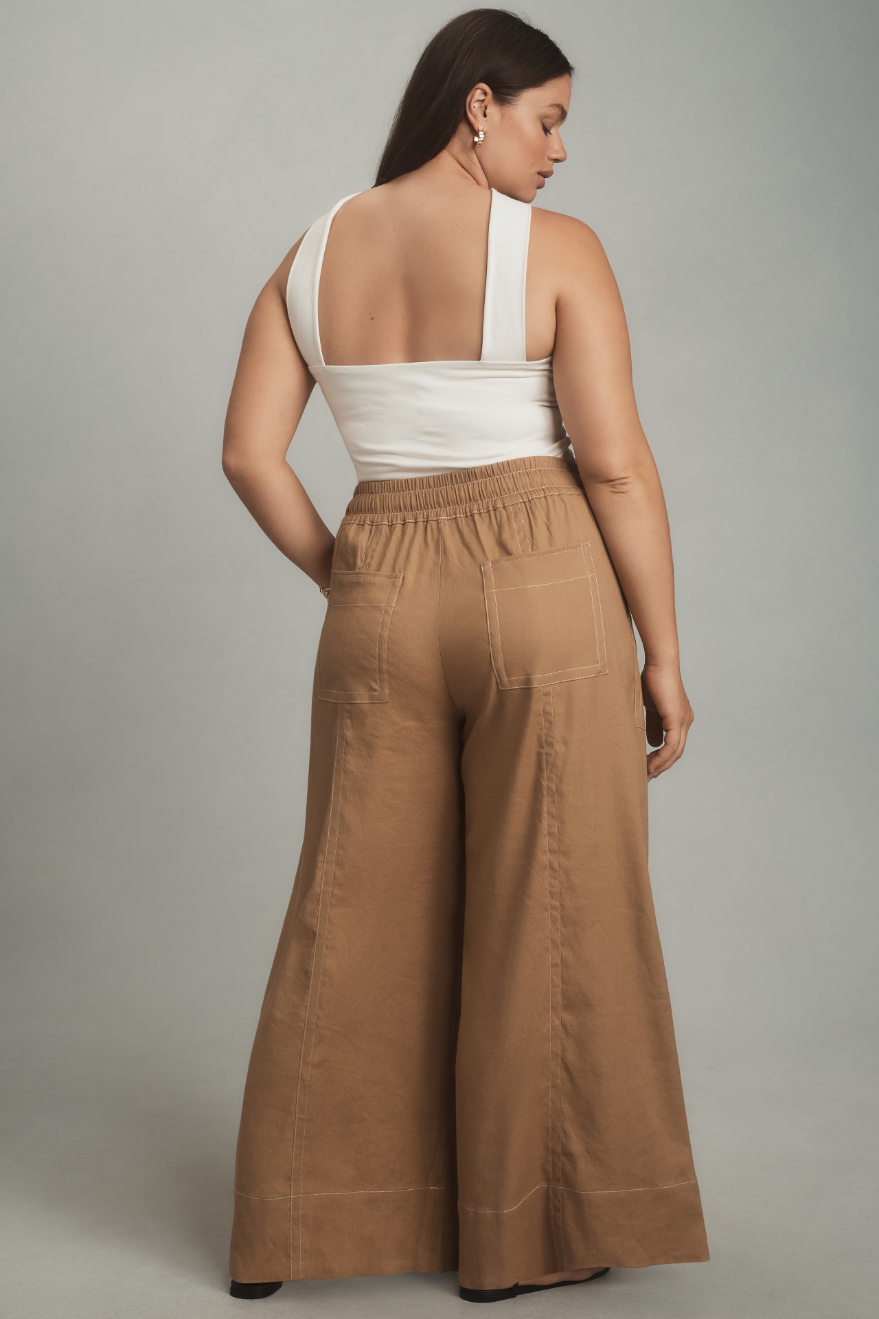 Maeve La Ponche Linen Pull-On Wide-Leg Pants