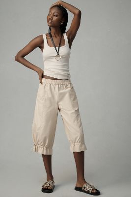 Maeve Cropped Parachute Pants In Neutral