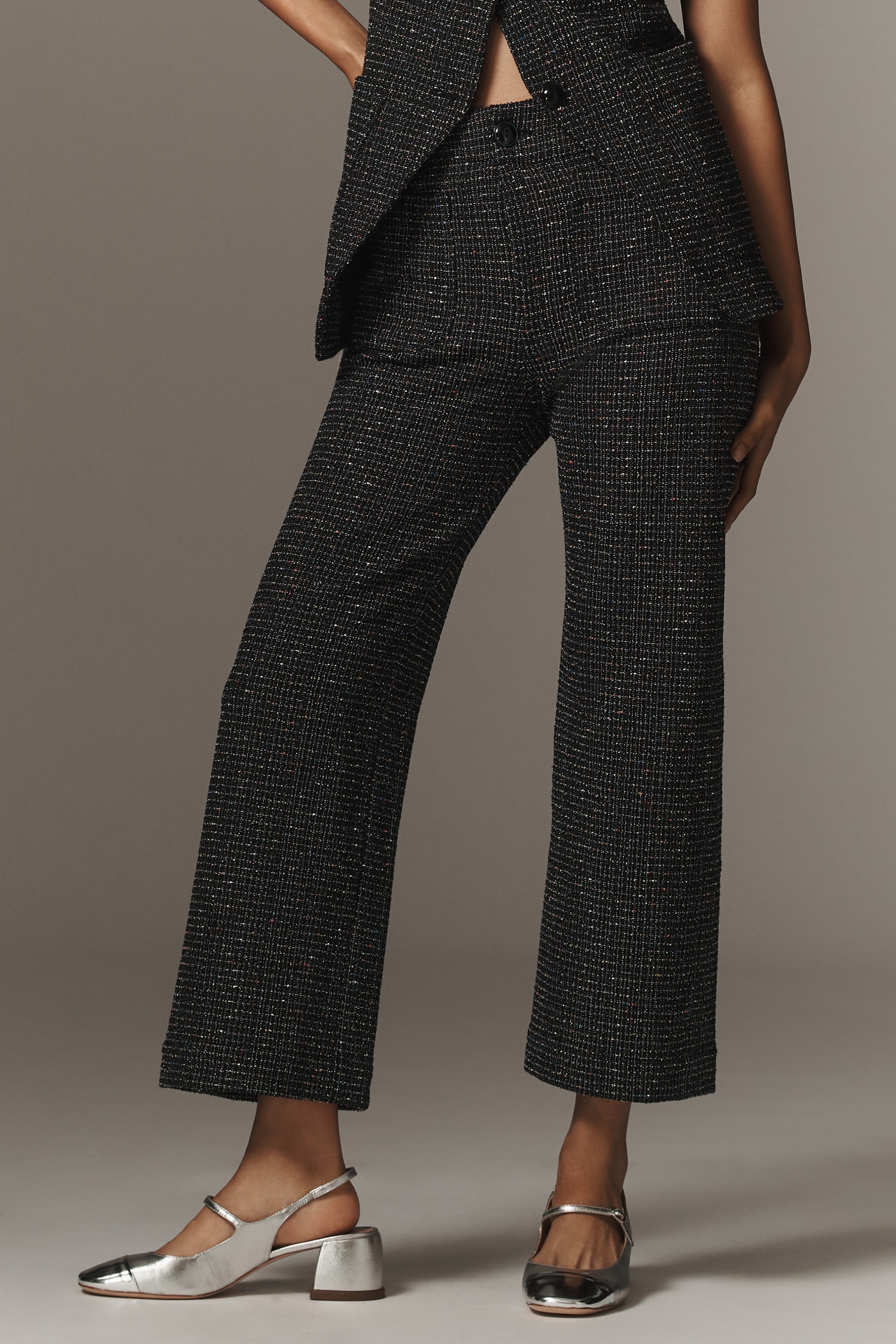The Colette Tweed Cropped Wide-Leg Pants by Maeve