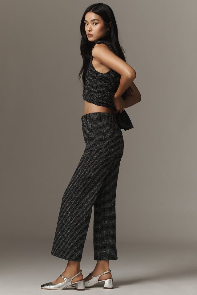 The Colette Cropped Wide-Leg Pants by Maeve: Merrick White Tweed Edition #3
