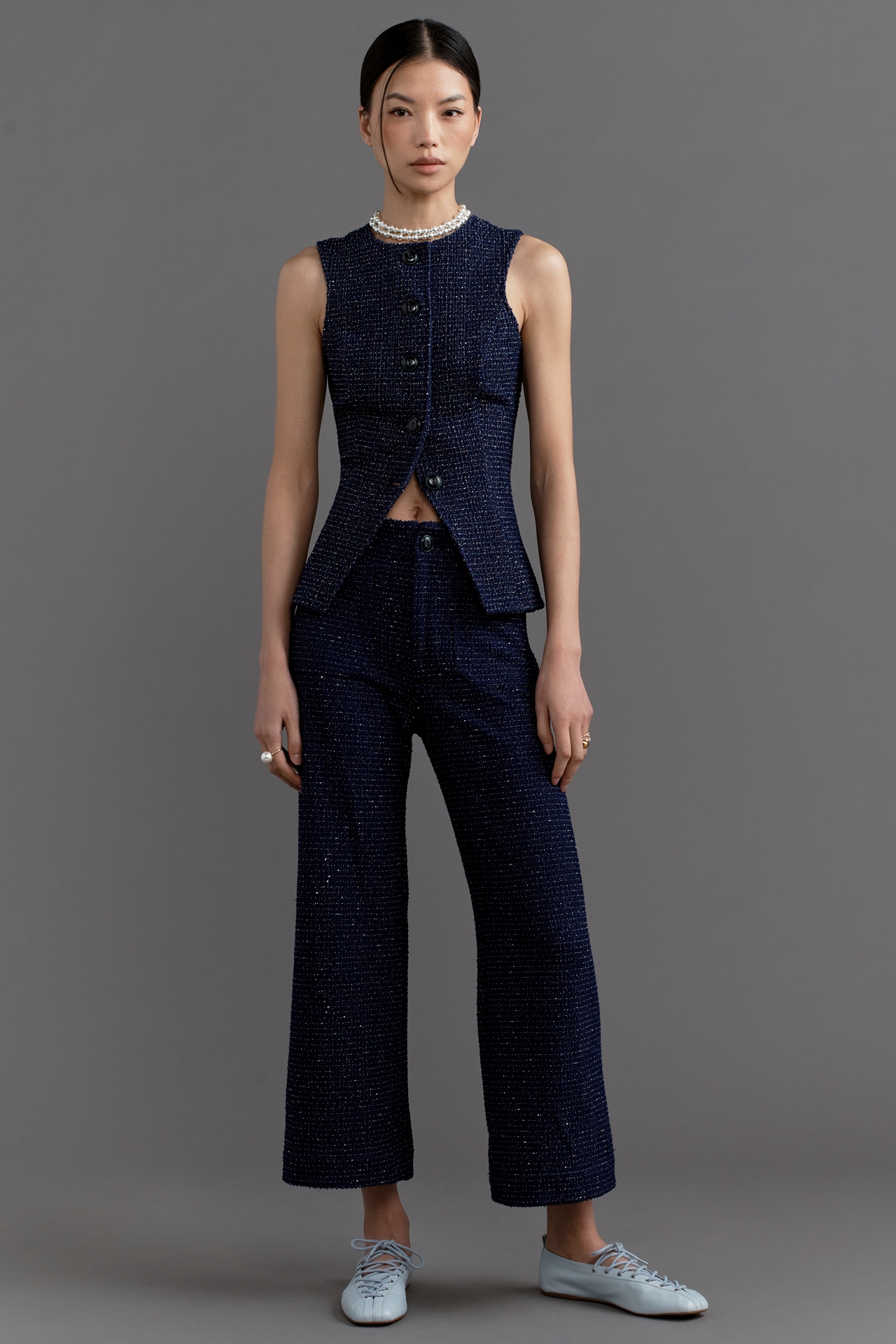 The Colette Tweed Cropped Wide-Leg Pants by Maeve