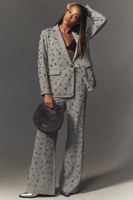 MAEVE CRYSTAL-ENCRUSTED SOFT TROUSER PANTS 