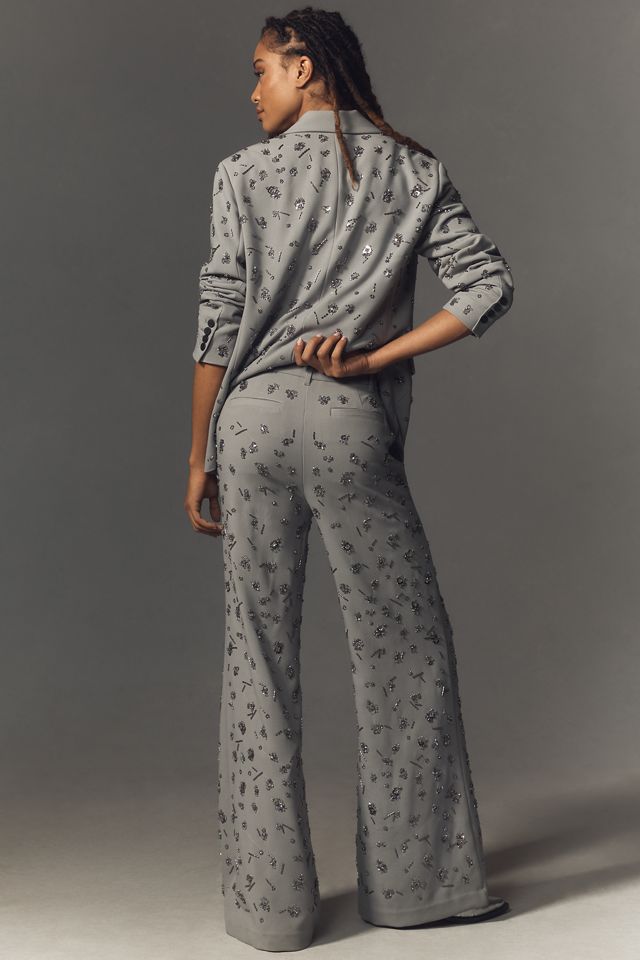 Maeve Crystal-Encrusted Soft Trouser Pants #2
