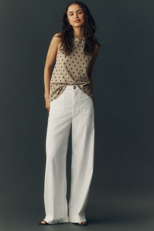 Colette European Linen Stretch Full-Length Wide-Leg Pants  #4
