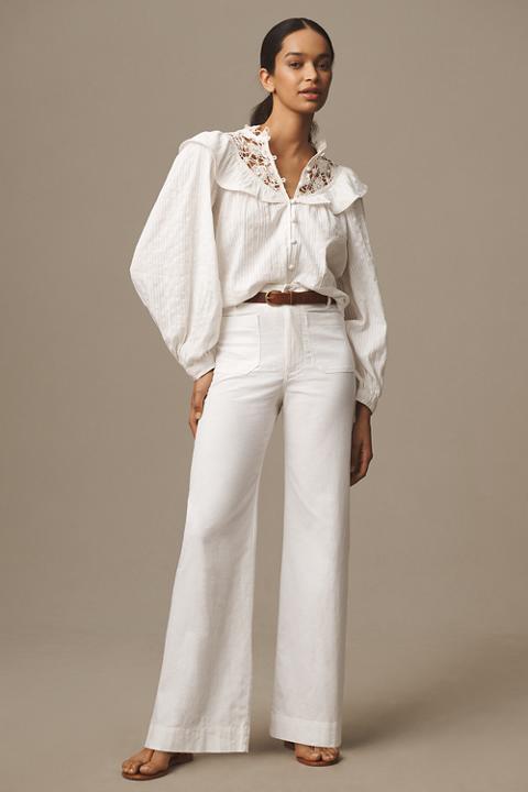 The Colette Beachy Linen Full-Length Wide-Leg Pants by Maeve