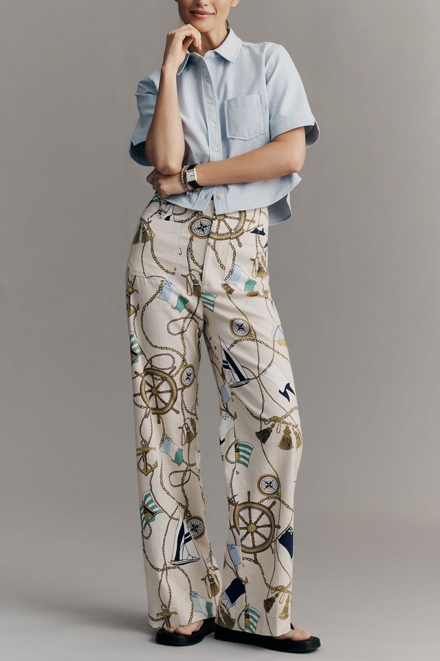 Colette European Linen Stretch Full-Length Wide-Leg Pants  #2