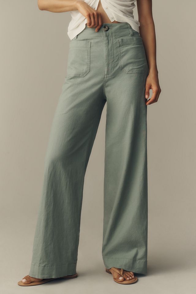 Maeve Colette Linen Stretch High-Rise Wide-Leg Pants  #1