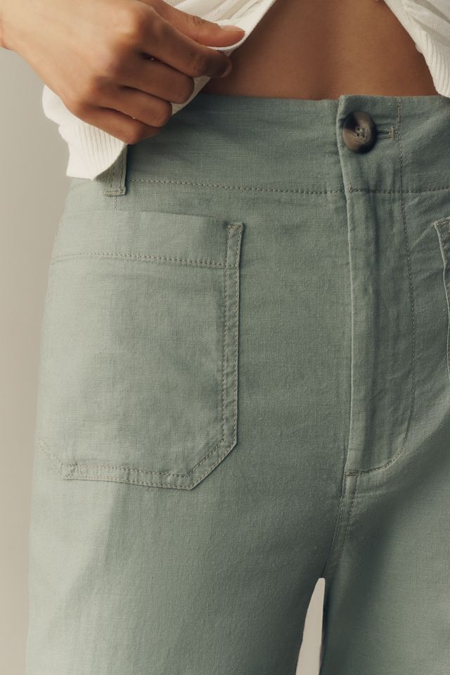 Maeve Colette Linen Stretch High-Rise Wide-Leg Pants  #3