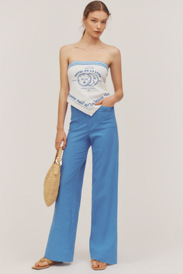 Maeve The Colette Full-length Wide-leg Pants By : Beachy Linen Edition In Blue