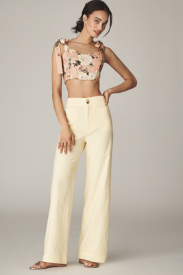 Maeve The Colette Full-length Wide-leg Pants By : Beachy Linen Edition In Yellow