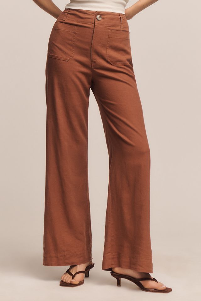 Maeve Colette Linen Stretch High-Rise Wide-Leg Pants  #1
