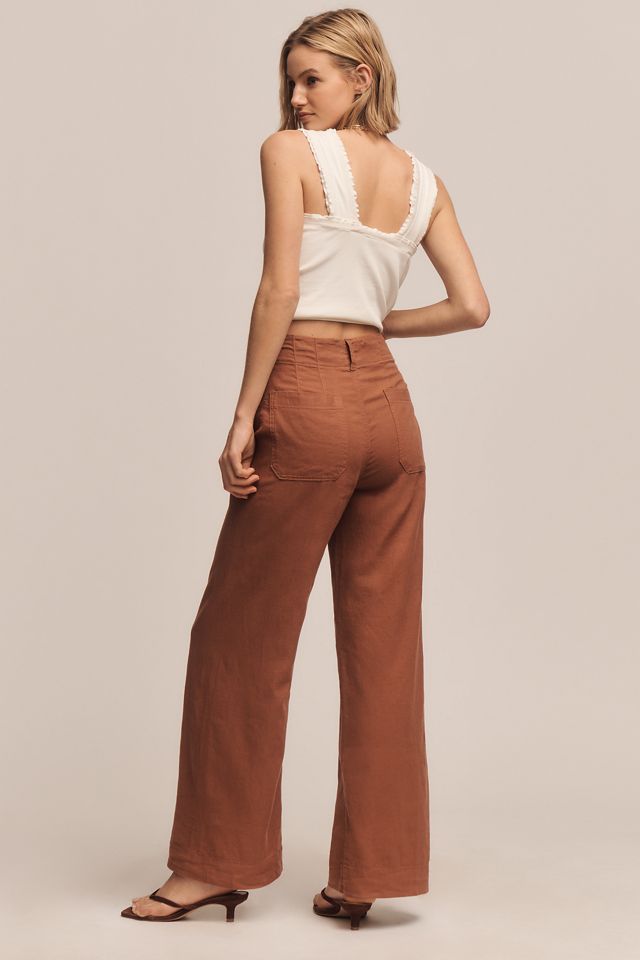 Maeve Colette Linen Stretch High-Rise Wide-Leg Pants  #2