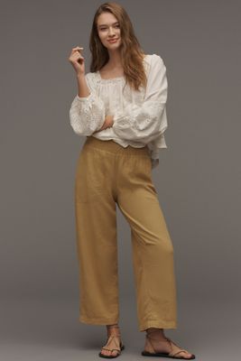 The Izzie Relaxed Pull-On Barrel Pants by Pilcro: Linen