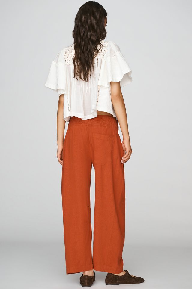 I Pantaloni Barrel Pull-On Smocked Reese di Pilcro: Edizione Lino #2