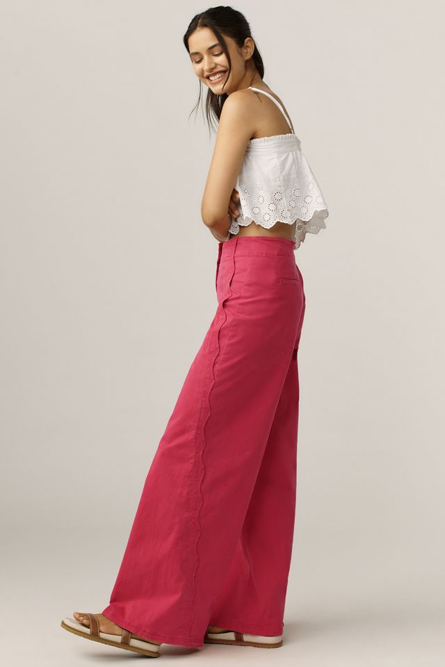 Maeve Scallop Wide-Leg Pants