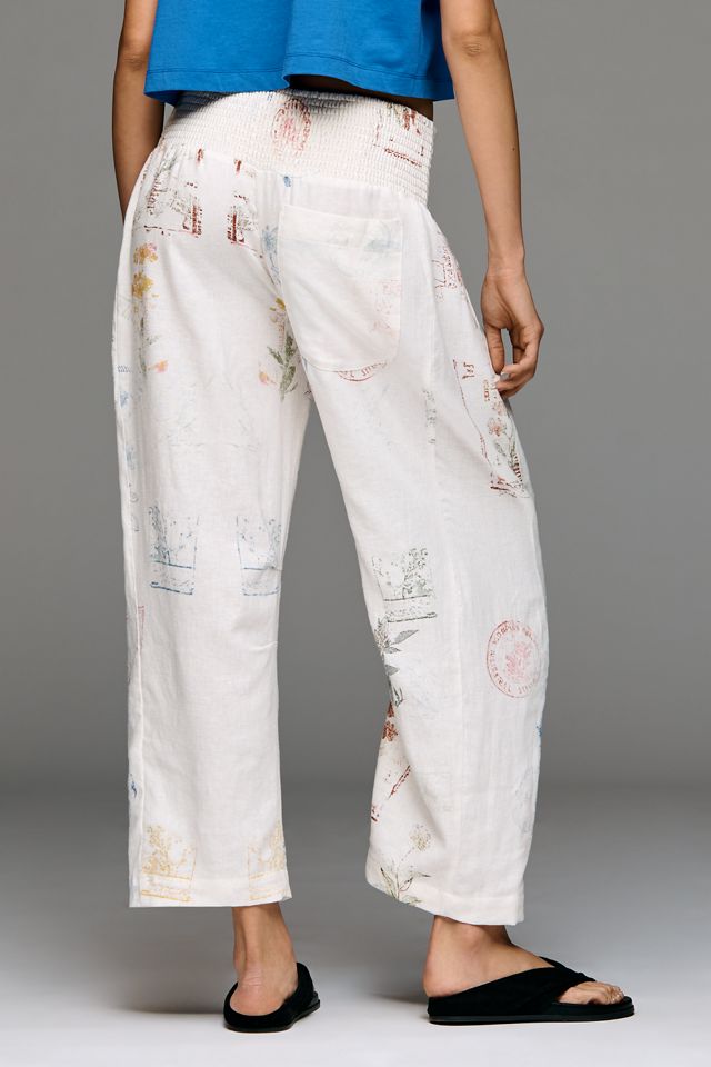 Pantalones de Barril con Cintura Elástica Fruncida Estampados Reese de Pilcro #2
